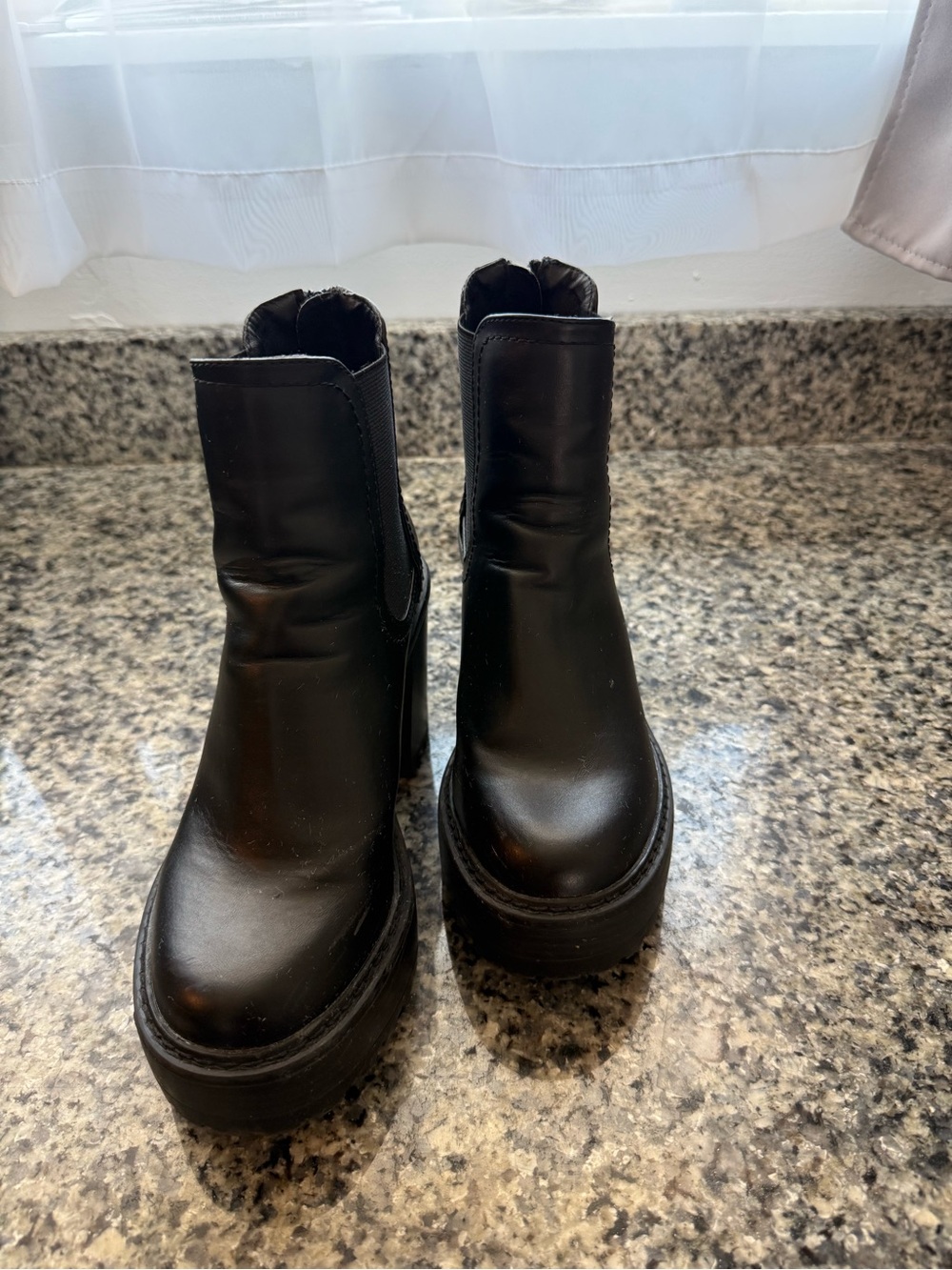Steve Madden Black Platform Chelsea Booties